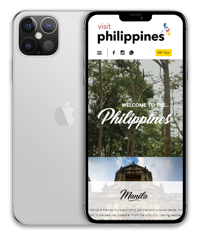 נייד אתר חנות משולב תדמיתי עבור הפיליפינים. אתר חנות לקניית מוצרים למטיילים לצד תכנים שימושיים וחיוניים למטיילים לפיליפינים